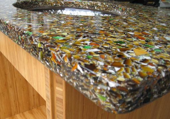 kitchen countertops made out of recycled materials