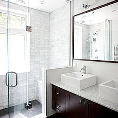 frameless shower, contemporary bathroom