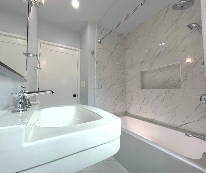 A side look at the classic bogart basin pedestal sink.