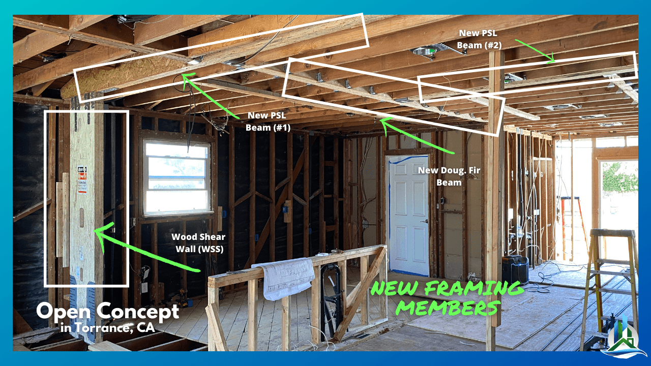 2 - New PSL framing - how to remove a wall - south bay - bay cities construction
