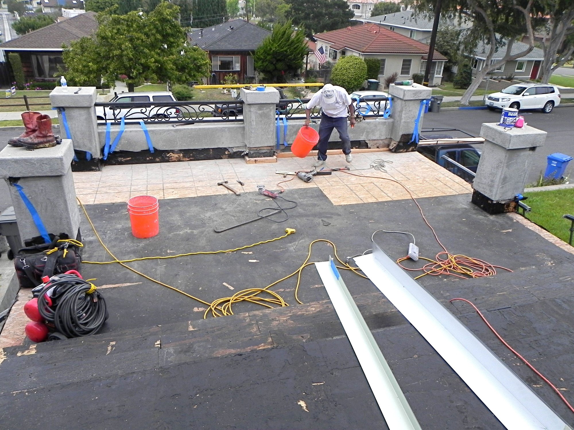 waterproof tar - Rooftop Balcony Deck - Redondo Beach, CA - Contractor - bay cities construction