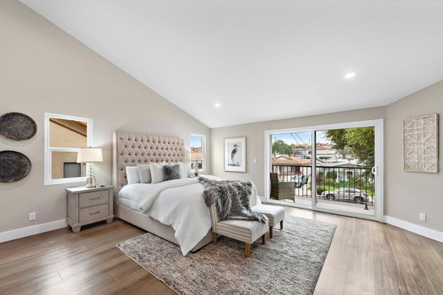 12 - master bedroom with balcony - redondo remodel