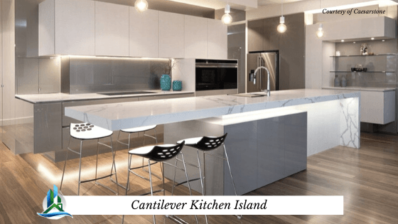 cantilever kitchen island - bay cities construction