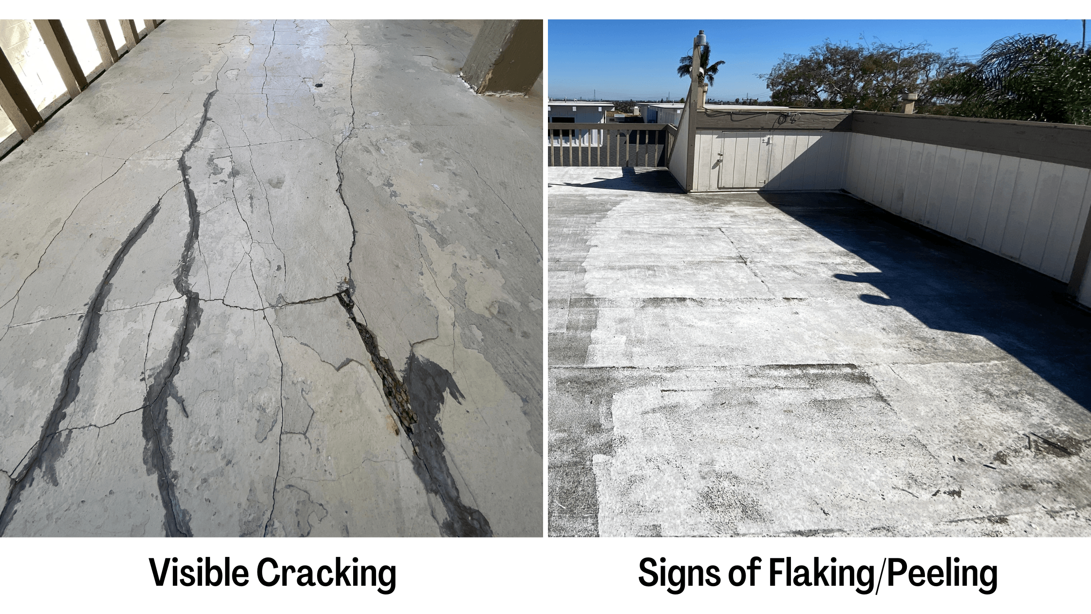 Waterproofing services - visible spots and cracking