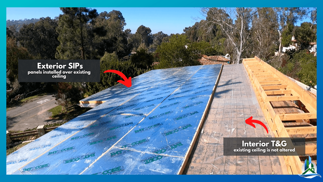 SIP Panels - exterior tongue & groove ceiling