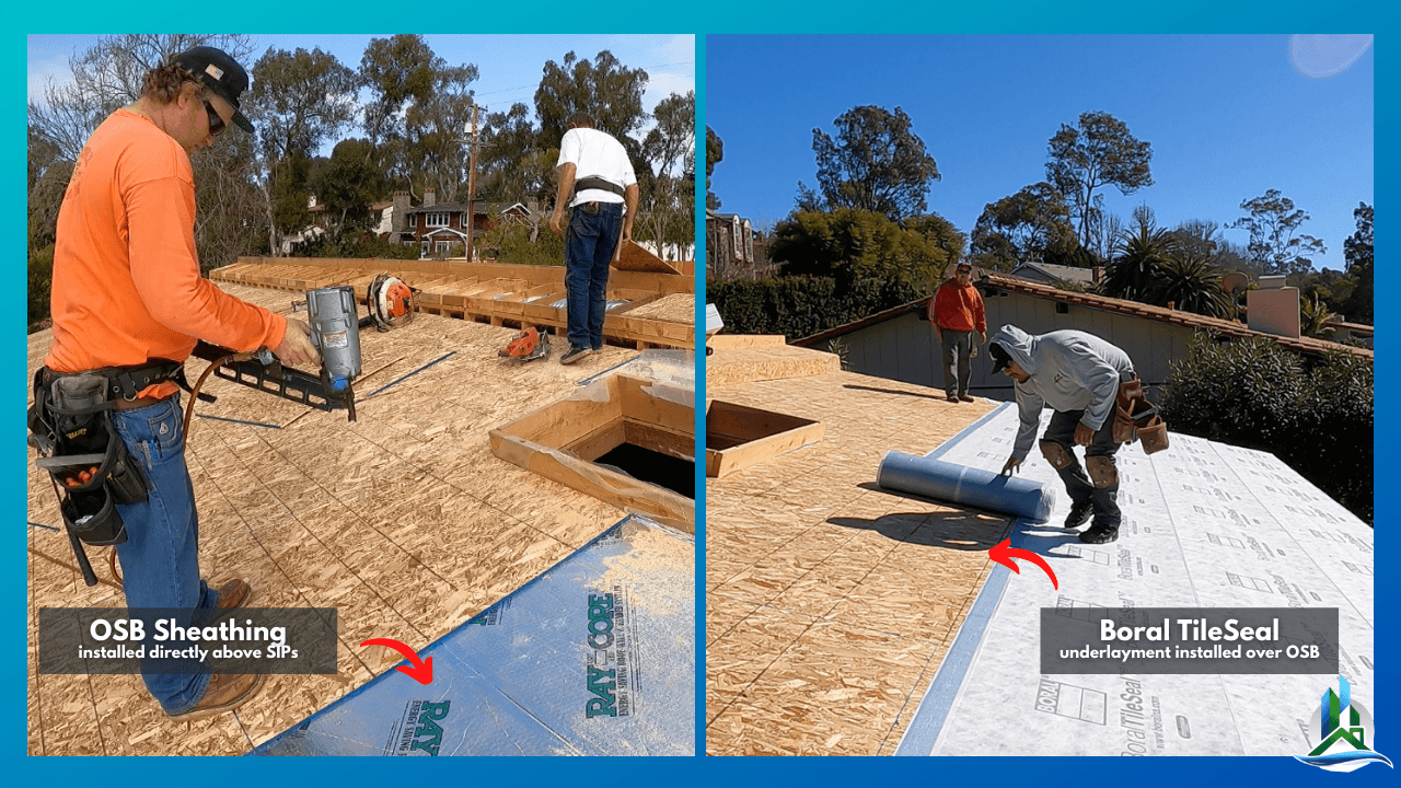 SIP Panels - osb sheathing - boral tileseal - underlayment