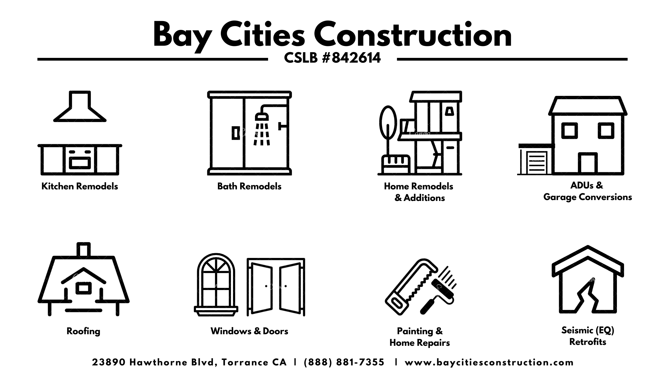 bay cities construction - general contractor near me - kitchen bath remodel - addition - adu - roof - windows - painting - earthquake retrofit